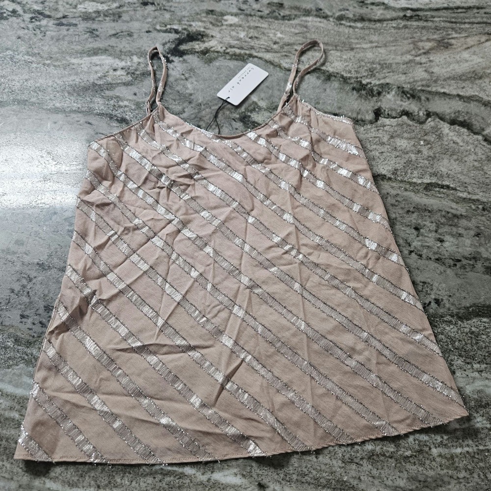 women's nwt current air metallic silver tank top
